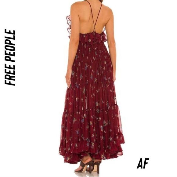 FREE PEOPLE CLOUD NINE MAXI DRESS IN WINE SIZE XS - Picture 6 of 12